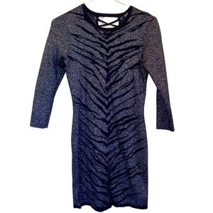 Express Zebra Sparkle Bodycon Dress EUC Size Medium